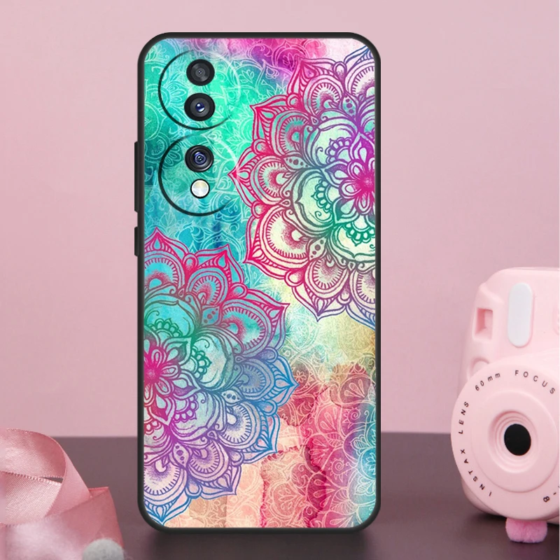 Elegant Mandala Floral Design Case For Honor X8b X9b X6a X7a X8a X9a X6 X7 X8 X9 50 70 90 Magic 5 Lite Magic 6 Pro Cover