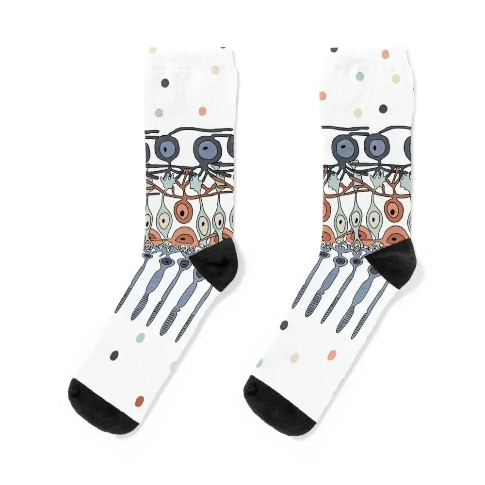 

Retinal Circuitry - Color on White Socks happy warm winter Man Socks Women's