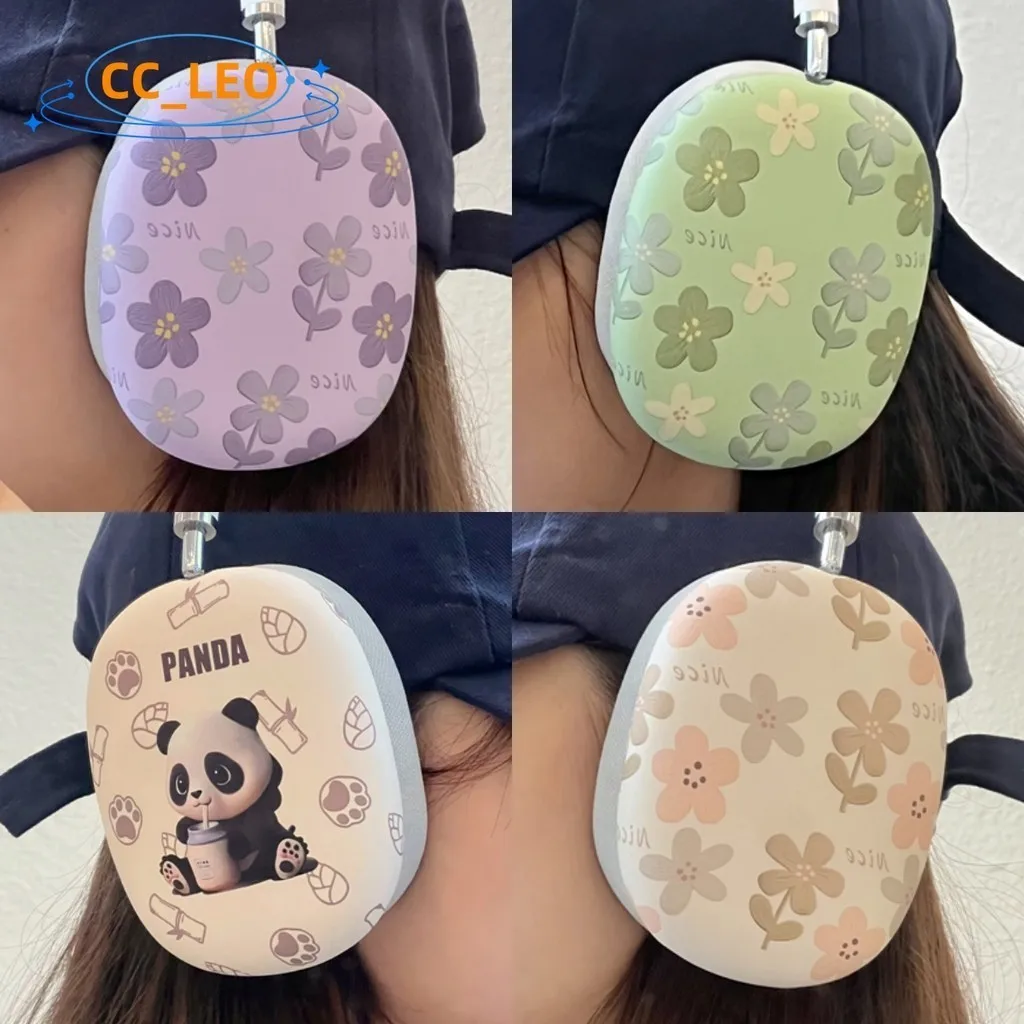

For AirPods Max Case Cute Flower Cartoon Panda Silicone Soft Case Compatible with AirPods Max Shockproof Shell Protective Cover