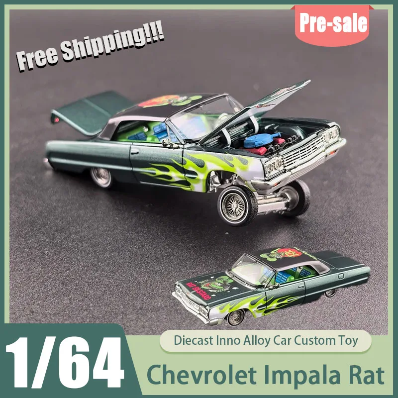 

Pre-Sale Fine Works 1:64 Chevrolet Impala Rat Fink West Coast Lowrider Jumpin' Car High Detail Diecast Convertible Toys Kid Gift