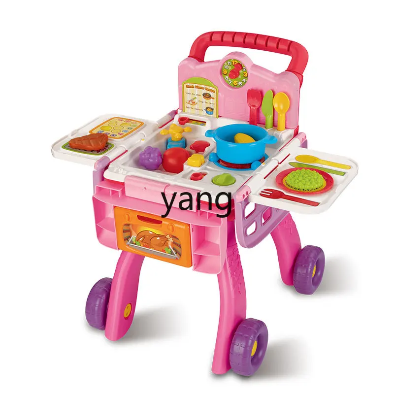 CX Baby Kitchen Shopping Cart Boys and Girls Trolley Toys Play House Fruit Cut