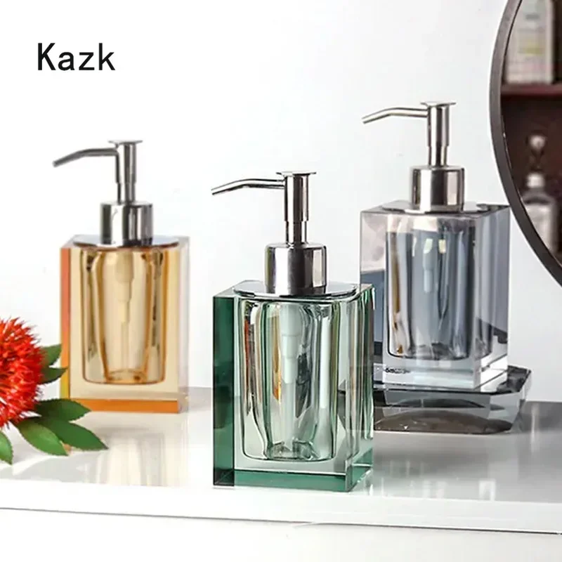 Light Luxury Crystal Glass Shampoo Bottle Bathroom Accessories Press Type Shampoo Dispenser Bottles Kitchen Empty Soap Bottle