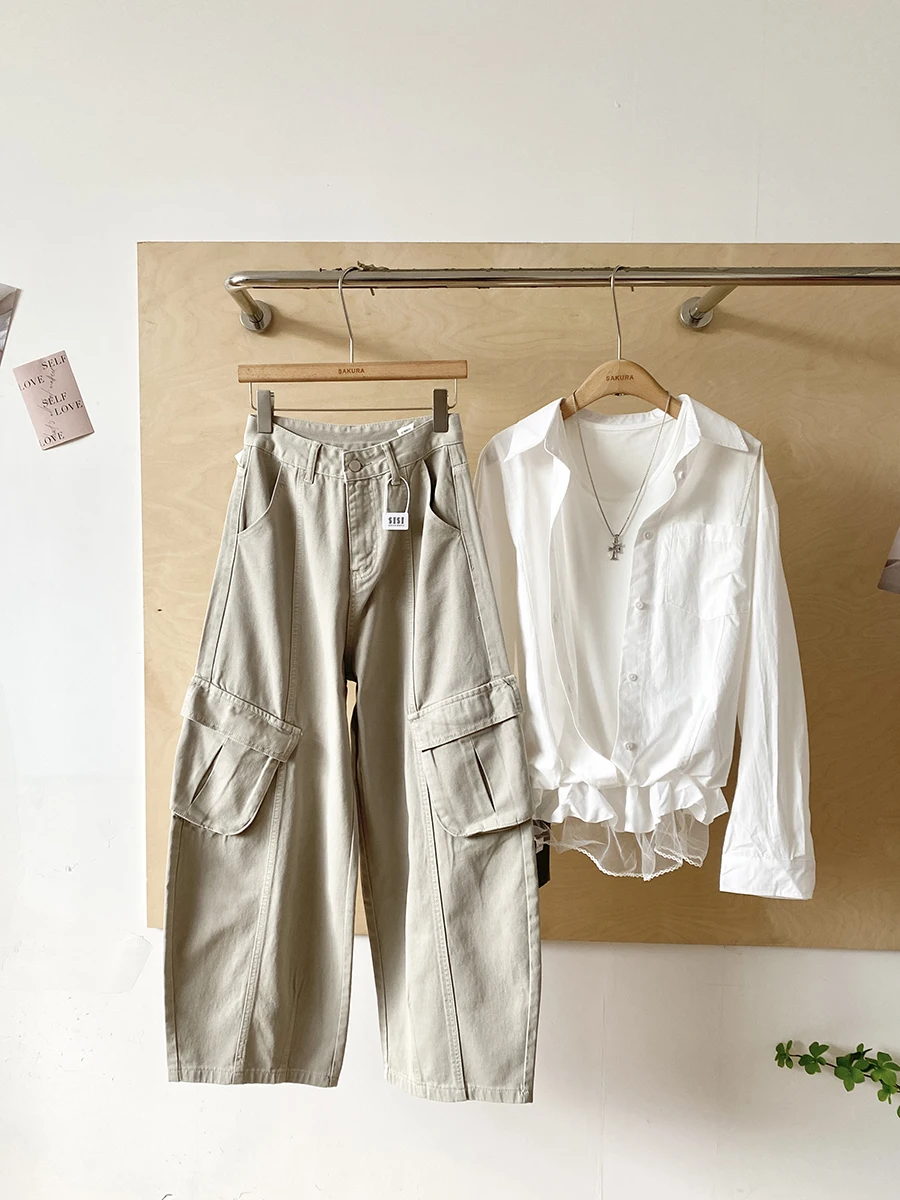 

Весна 2026: Женские джинсы с высокой талией, универсальные, свободного кроя, повседневные, модные, в простом стиле, из полиэстера, без стрейча