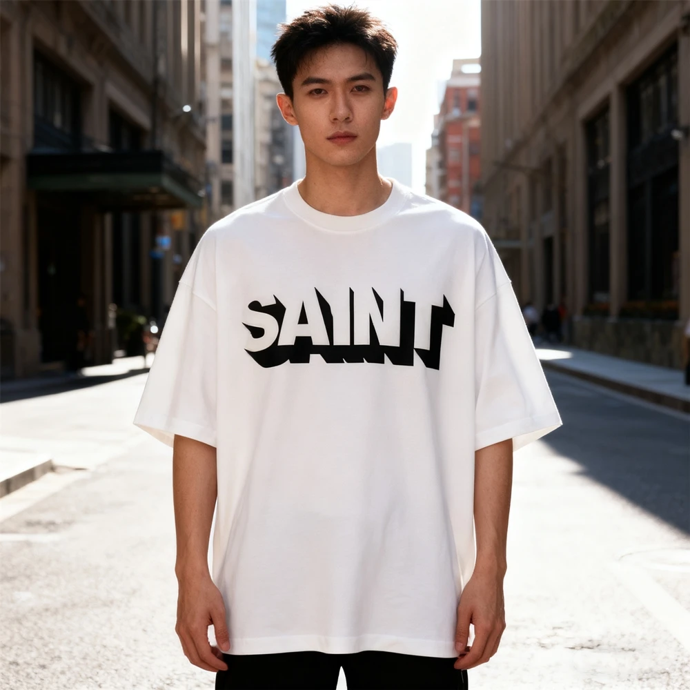 

KUCLUT 1:1 SAINT уличная модная футболка лучшего качества с принтом, большие топы из 100% хлопка, свободная винтажная футболка для мужчин и женщин