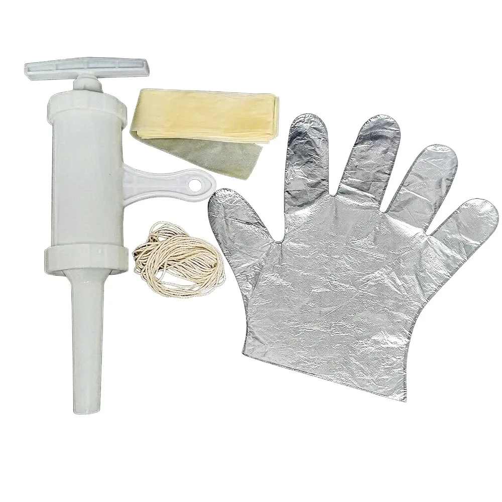 1Set Meat Filling Machine with Collagen Sausage Casing Ham Maker Set Funnel Collagen Sausage shell Kitchen Tools Set Hangup Rope