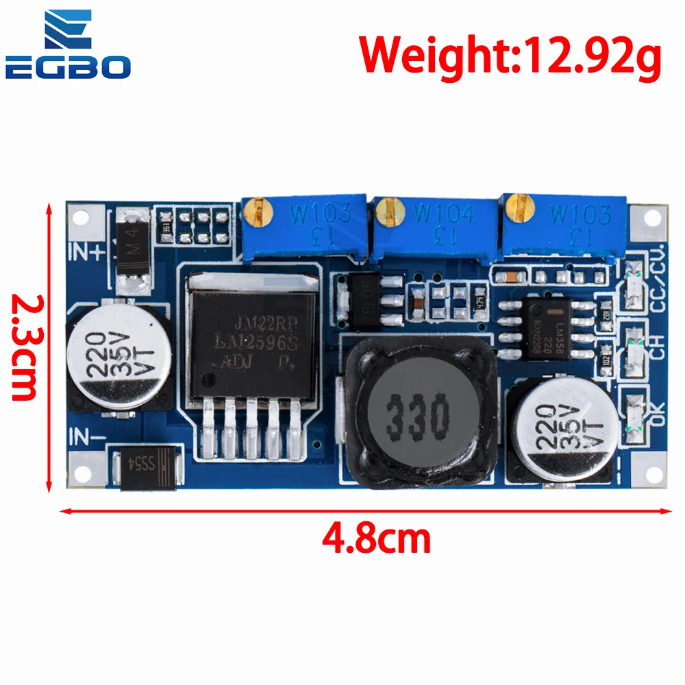 EGBO LED Driver DC-DC Step-Down Adjustable CC/CV Power Supply, EGBO, LM2596, 1Pc