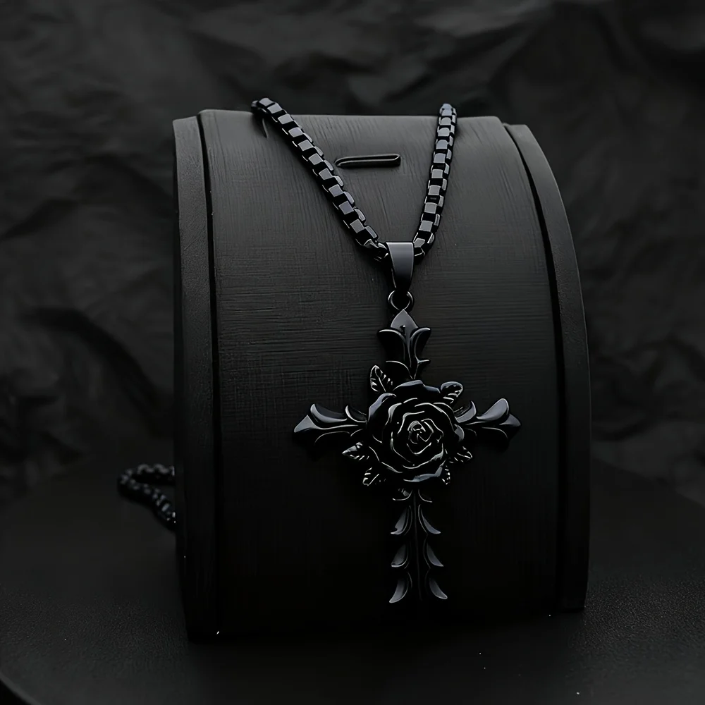 1Pcs Men Cross Pendant Necklace Punk Bracelet Street Daily Party Accessories