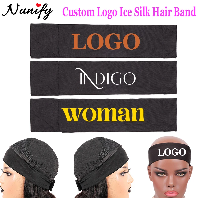 Custom Logo Elastic Wig Grip Headband Personalized Ice Silk Hair Band Soft Wig Band To Hold Wig Glueless Wig Silk Band Synthetic