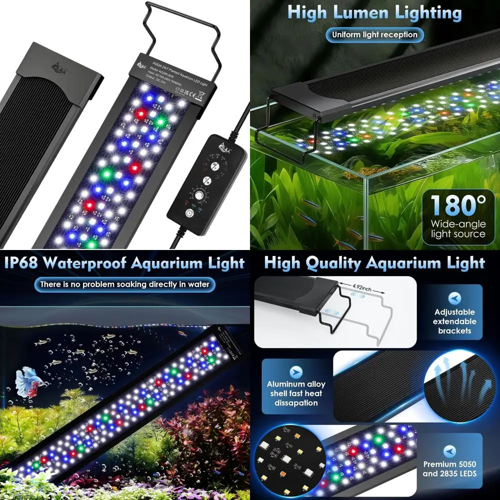 

Светодиодный светильник для аквариума 48W Full Spectrum для аквариумов 32-40 дюймов, водонепроницаемый, с регулировкой яркости/таймером, функцией памяти
