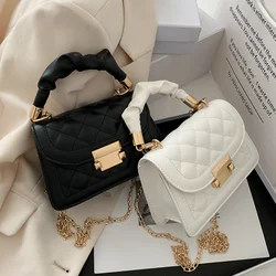 Bolsa de Ombro Rhomboide de Couro PU para Mulheres, Mini Bolsa, Crossbody, Mensageiro, Corrente, Pequena, Designer, Feminina, Novo, Moda, 2023