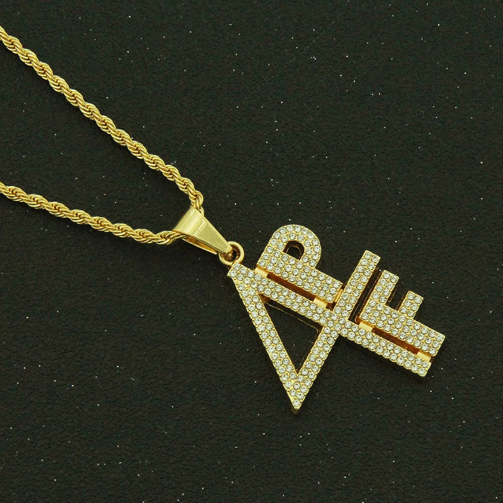

4PF Gold Plated Pendant Necklace for Men Hip Hop Bling Zircon Chain Urban Streetwear Rapper Jewelry Gift
