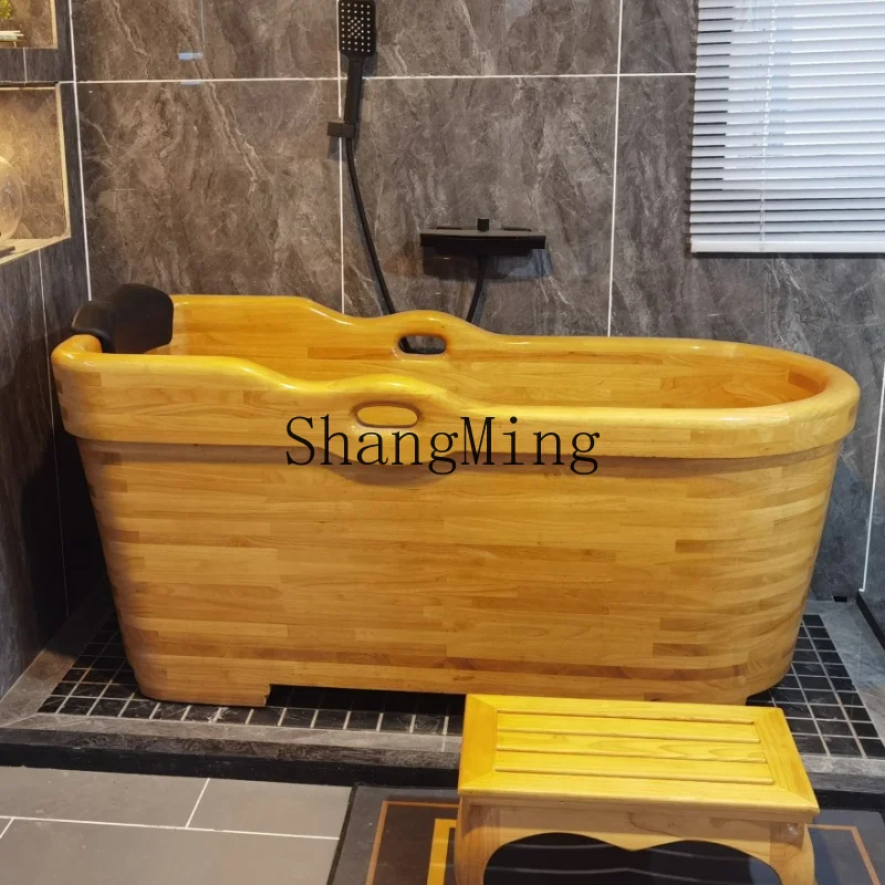 

ZYYnew solid wood bath shower wooden bucket bath bathroom sitting bath tub splicing household