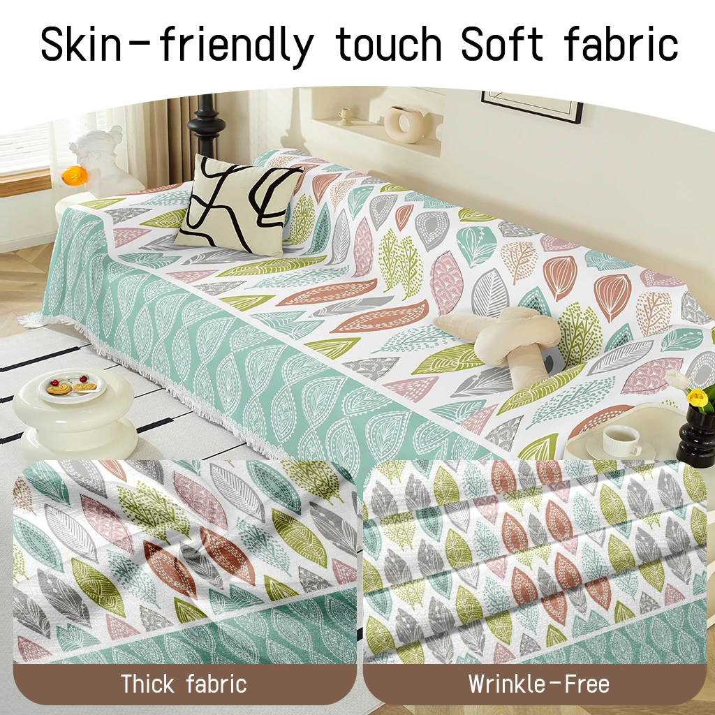 1pc Boho Colorful Leaf Print S - Boho Throw Blanket Fringe 评论和价格