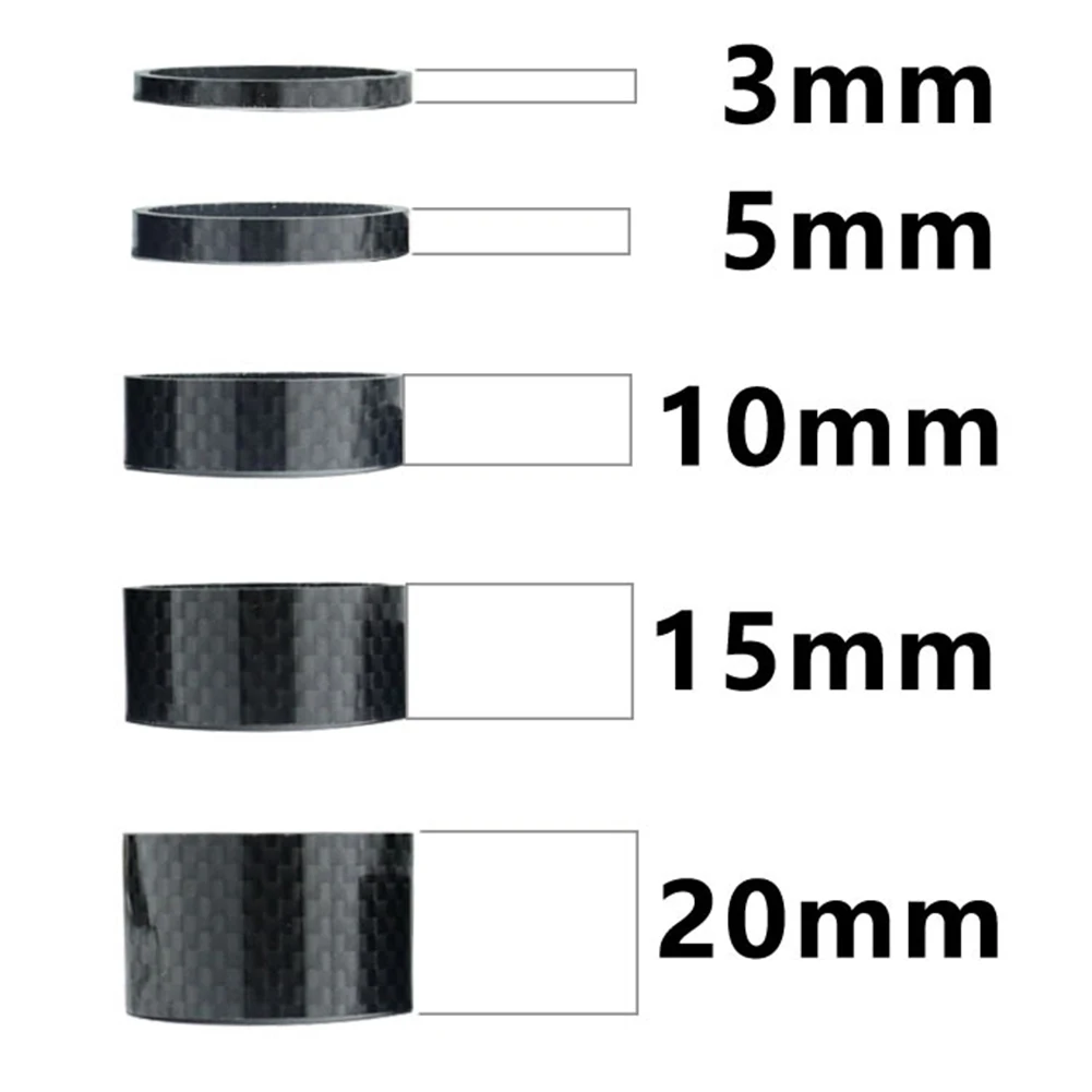 5pcs Mountain Bike Front Fork 3k Carbon Fiber Headset Spacers Set 3/5/10/15/20mm  Cushion Ring Mountain Bike Front Fork Bowl Set