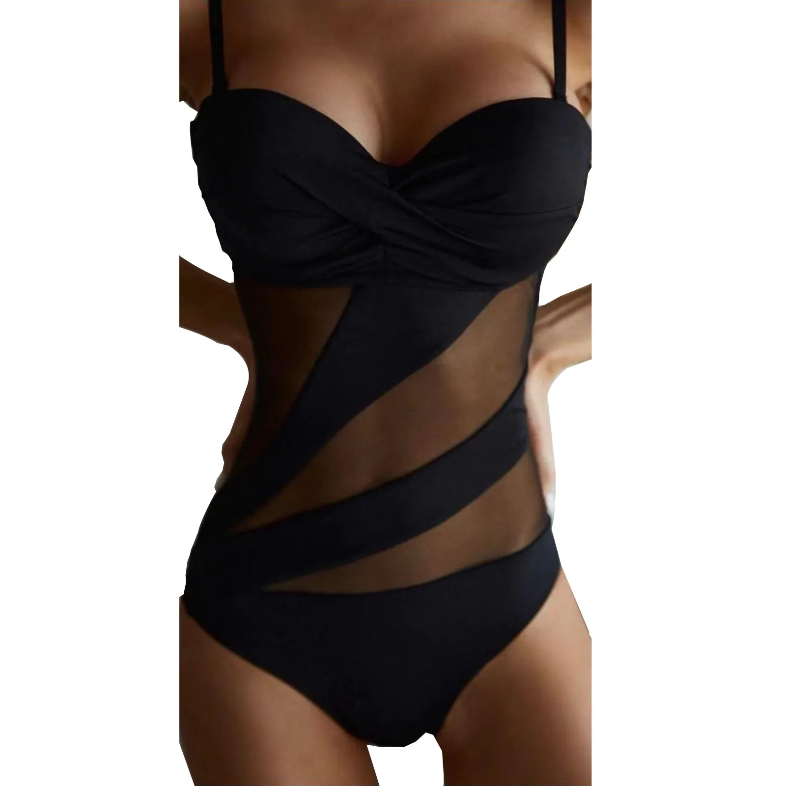 

Сексуальный женский купальник с высоким вырезом, бикини, сетка, пэчворк, Цельный купальник, монокини, купальный костюм, пуш-ап, пляжная одежда, бикини