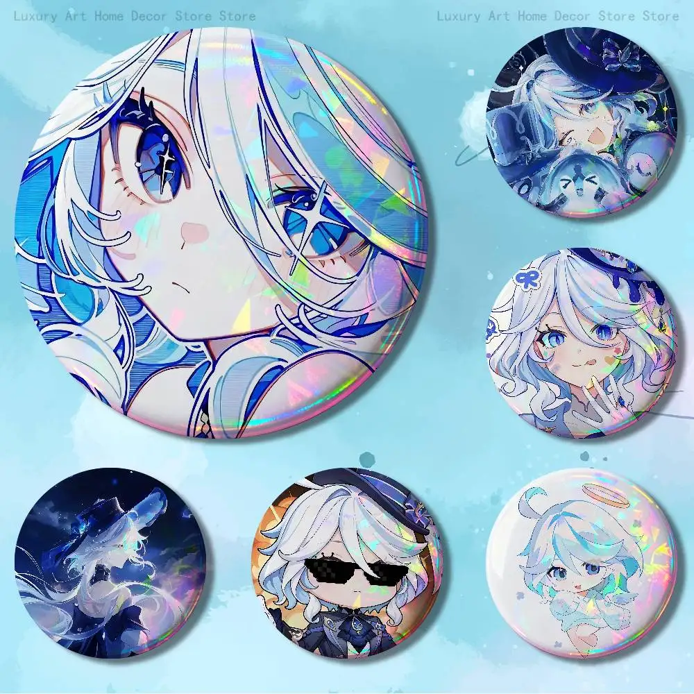 G-Genshin Impact F-Furina 32mm 58mm 75mm 44mm 25mm Anime Badges Brooches DIY Pins Decorations Birthday Gifts