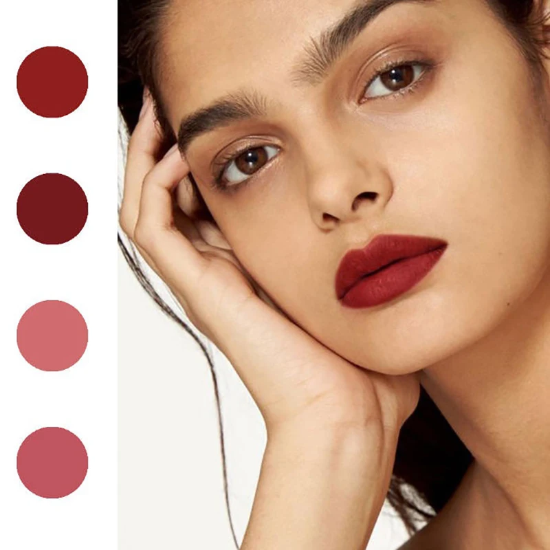 مجموعة من 4 أحمر شفاه رفيع ملمع شفاه صلب غير لامع/مستحضرات تجميل مرطبة هدية للفتيات والنساء 1.5 جرام * 4 مستحضرات تجميل مكياج