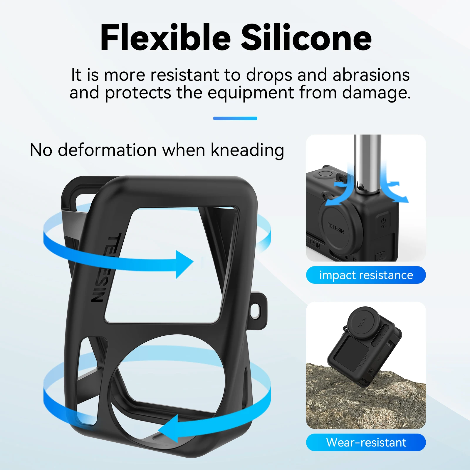 TELESIN Silicone Protective Case for DJI OSMO Action 5 Pro 4 3 Accessories Lens Cover Lanyard Action Camera Accessories - Image 3