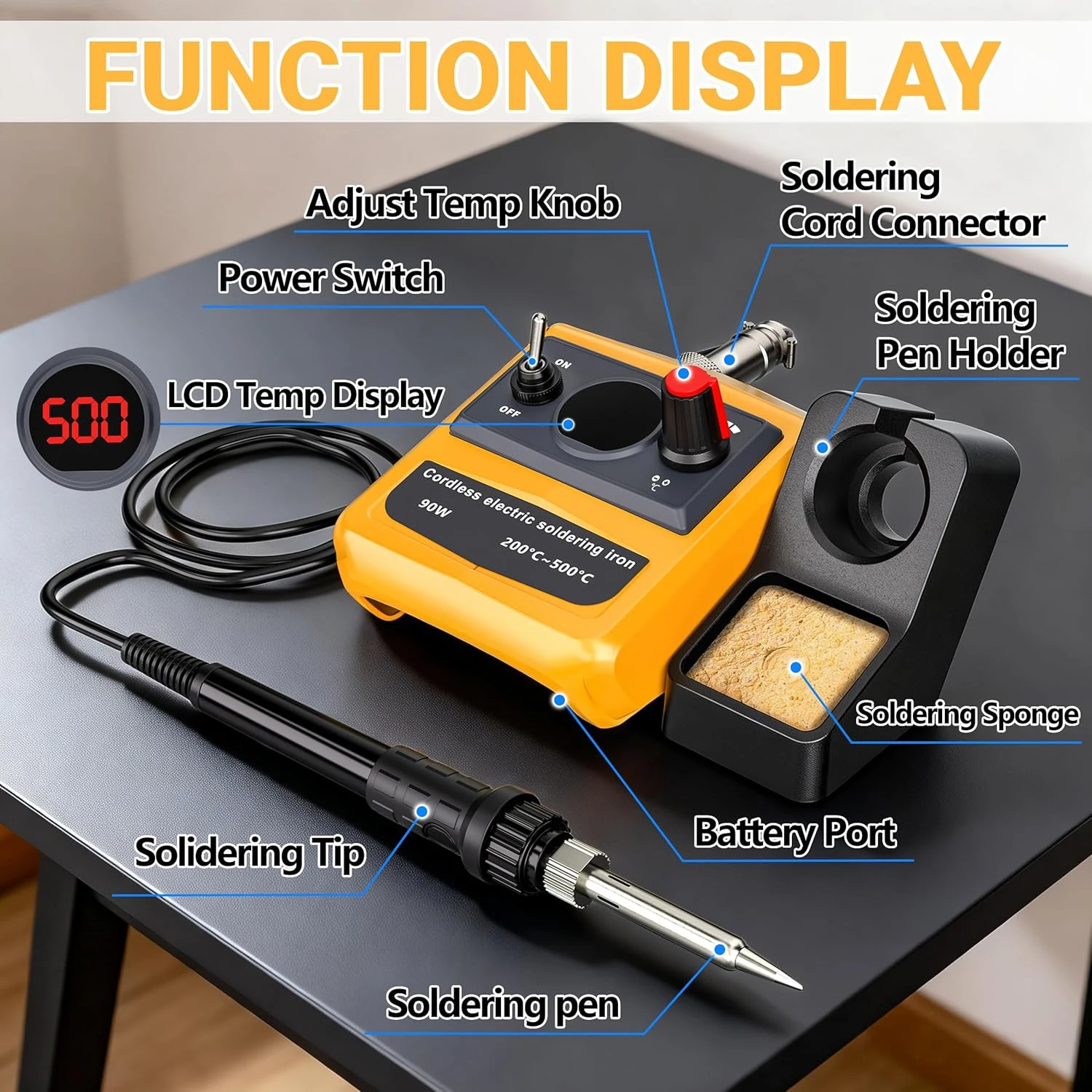 NEUER Kabelloser Lötkolben für Dewalt 20V Akku, 90W Lötstation-Set mit 5 Spitzen, DIY-Lötwerkzeug (Nur Werkzeug) – Detail 3