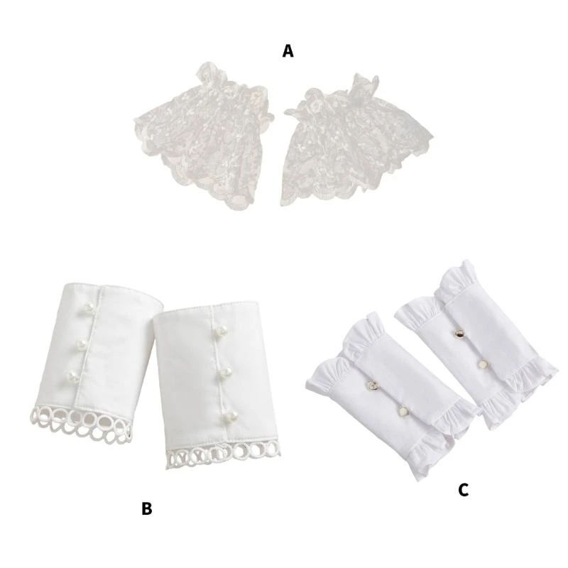 Wrist Cuffs for for Shirt Sweater False Sleeve Pearls Buttons Wrist Cuffs