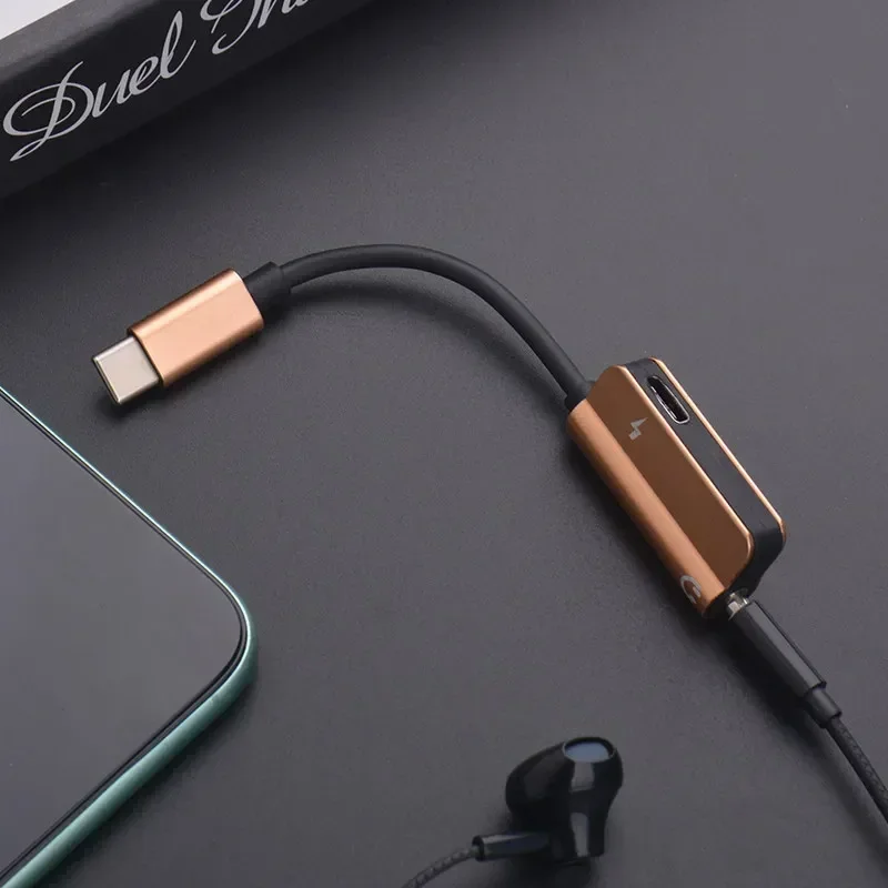 USB C DAC Adapter 2 in 1 Type C to 3.5 Earphone Adapter Audio Type-c to Earphone 3mm Jack AUX usb c 3.5 1pcs