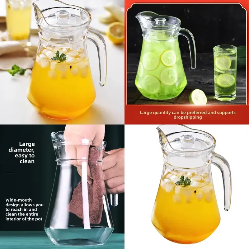 Large Capacity Transparent Glass Cold Water Pitcher Thickened Household Juice Container for Boiling Water and Juice Wholesale