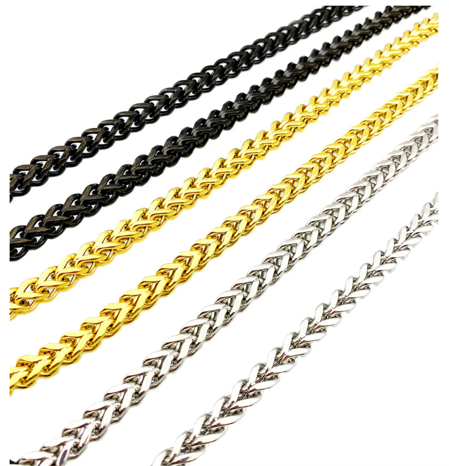 Hip-Hop Trendy Boys' Street Necklace Polished Gold-Plated Titanium Steel Spliced ​​Chain Stainless Steel Front And Back Chain Gr