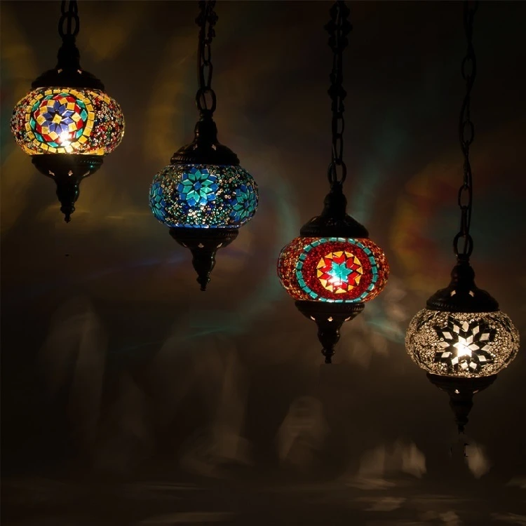 New style Turkey Ethnic Customs Handmade Lamp Romantic Cafe Restaurant Bar Tree Pendant Light Bar Mosaic Pendant Lamp