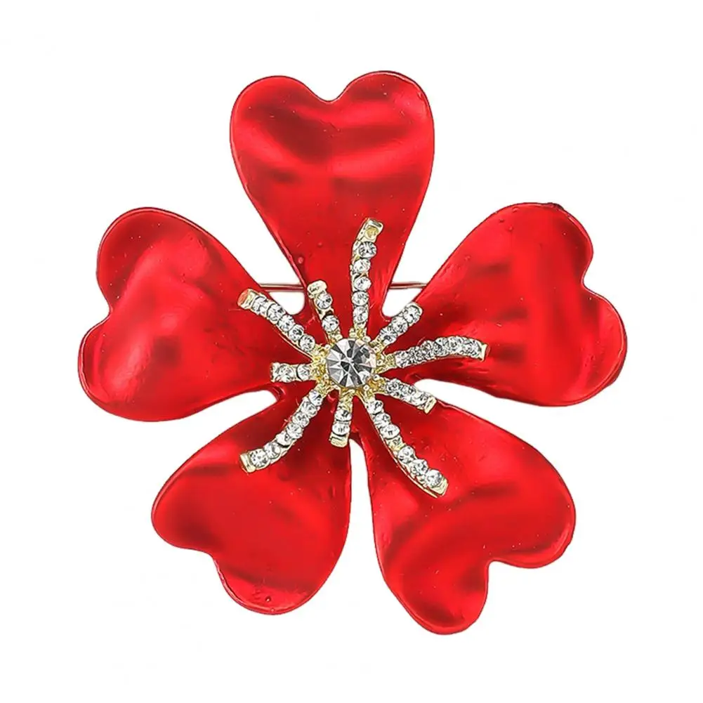 Women Brooch Flower Shape Rhinestone Decor Petal Suit Coat Collar Hat Clothes Pin Party Prom Bride Wedding Garment Jewelry