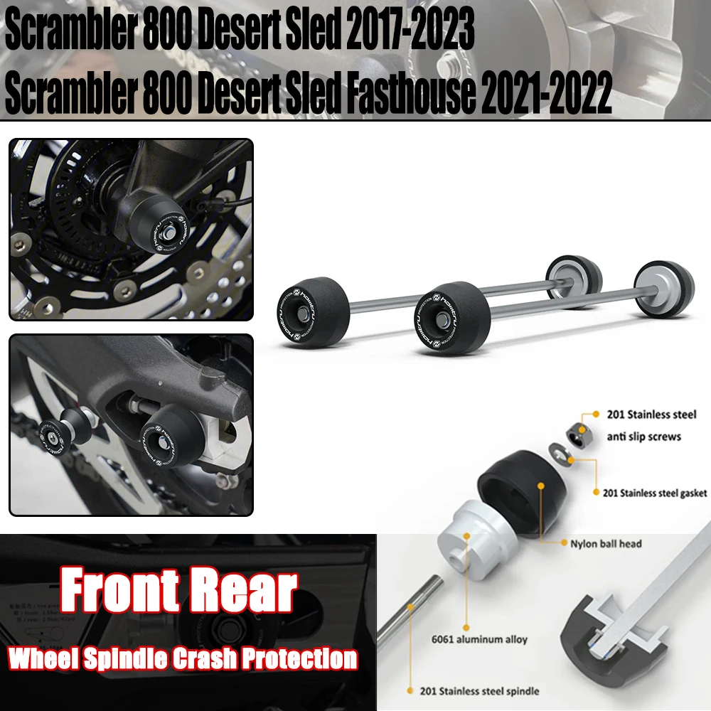 

For Ducati Scrambler 800 Desert Sled / Scrambler 800 Desert Sled Fasthouse / 2017-2023 Front Rear wheel Spindle Crash Protection