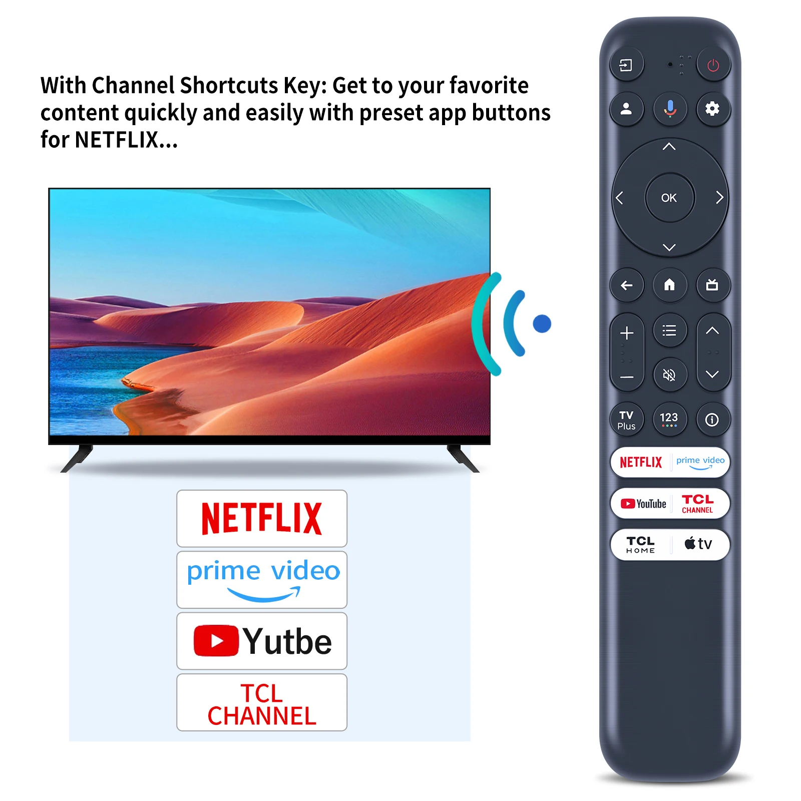 New For TCL Smart TV Voice Remote RC813 FMB1 With Mic Built In Netflix Apple TV