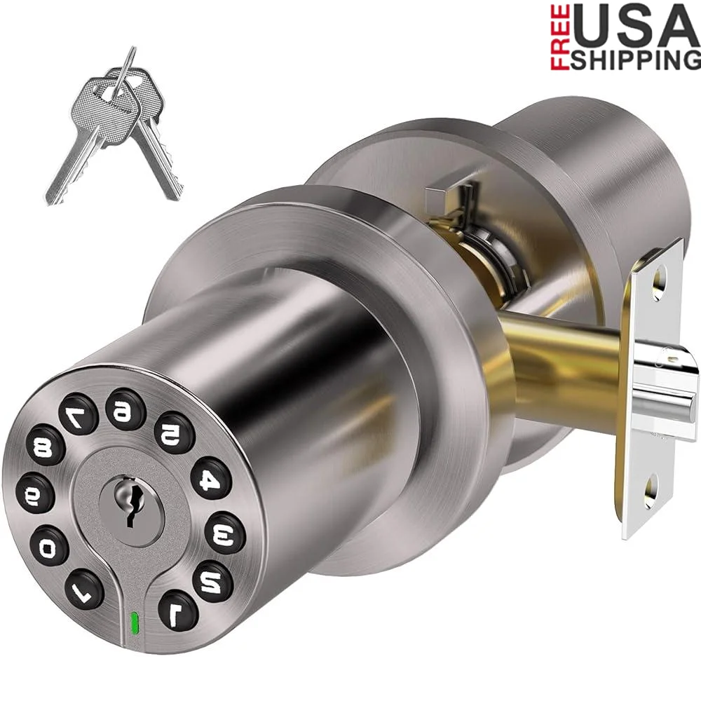 

Electronic Keypad Door Knob Keyless Entry Lock with Master Code Auto Lock Durable Easy Installation Home Office Apartment