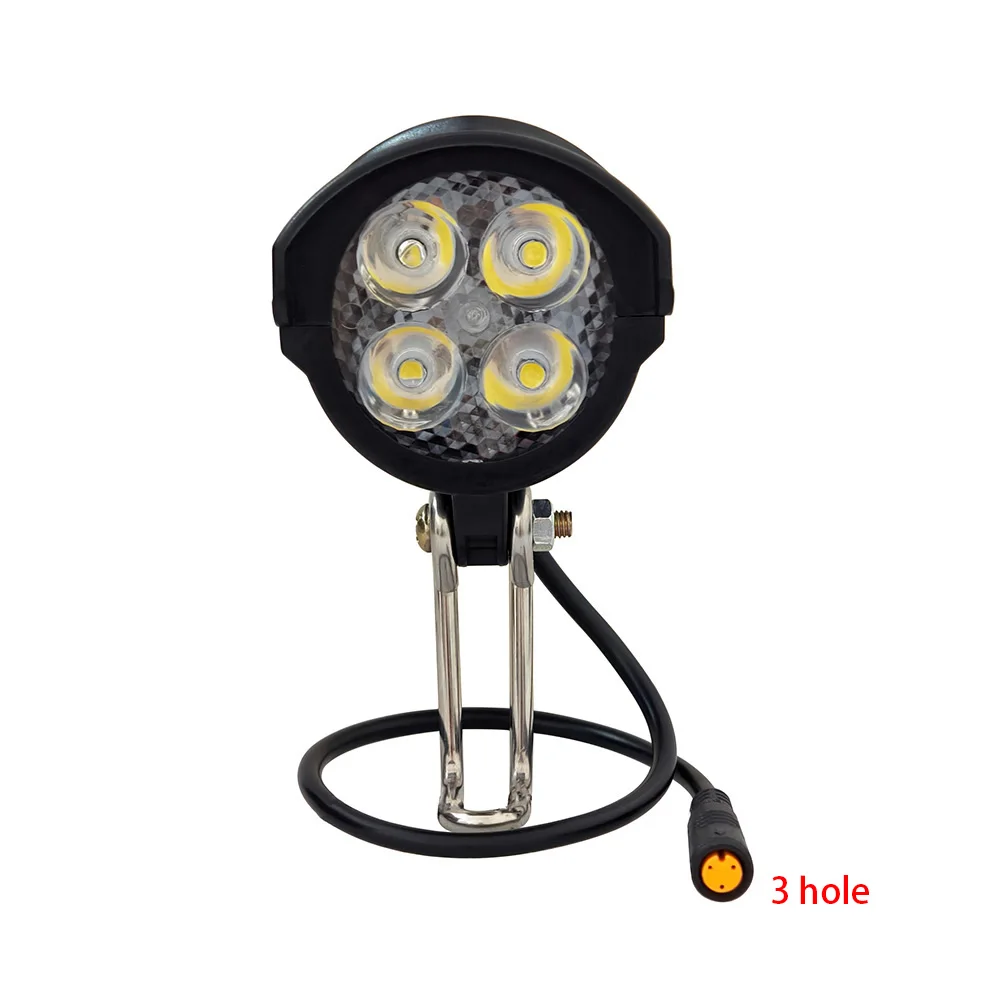 Nulkomma E-bike LED Headlight Accessories 36V 48V Lamp 3pin Built-in Horn Front Light for Electric Scooters Bicycles