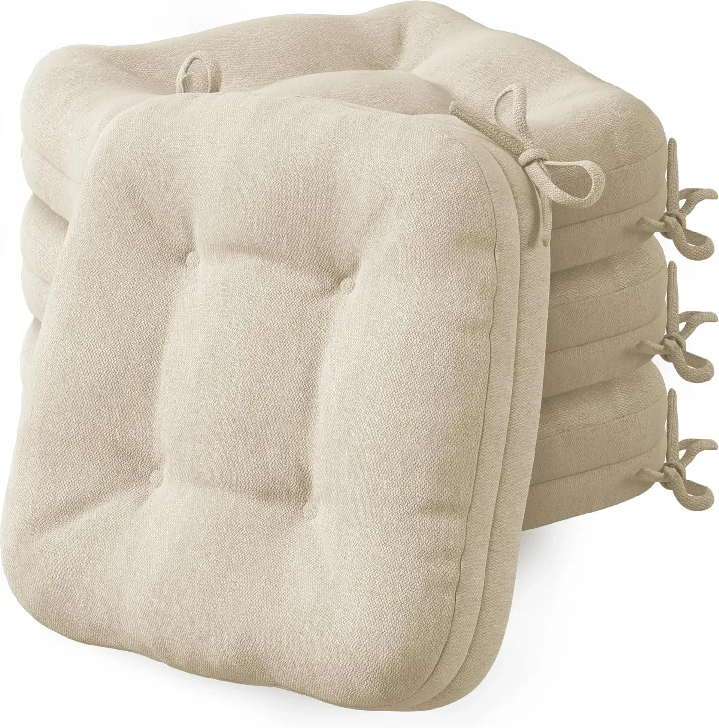 

Dining Chair Cushions 4 Pack, Thick Chairs Pads for Indoor Kitchen Room - Washable, Non-Slip Memory Foam Seat Cushion with Ties