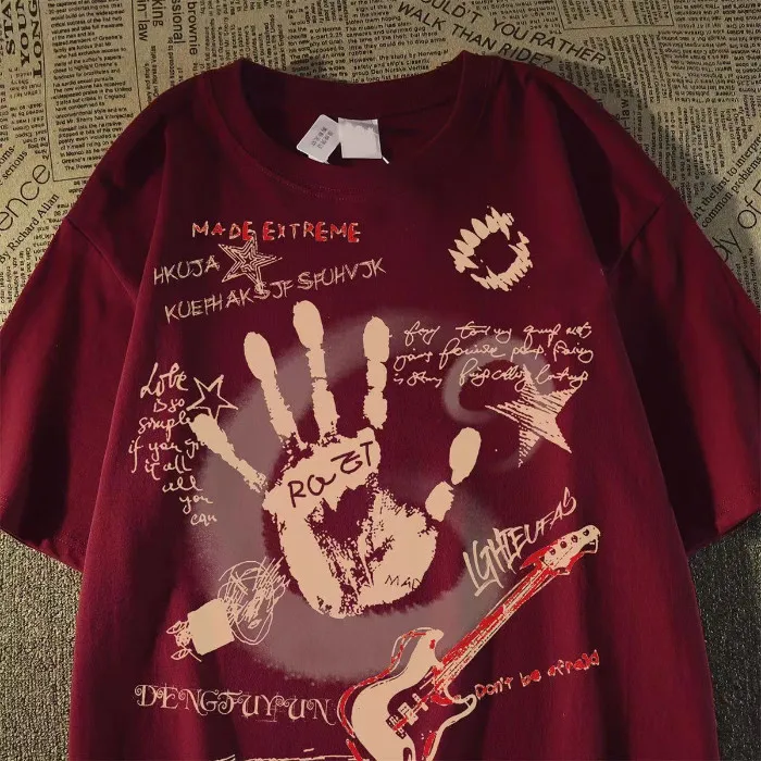 American Vintage Rundhals Kurzarm T-shirt Männer/Frauen Koreanische Inst Sommer Neue Top – Detail 7