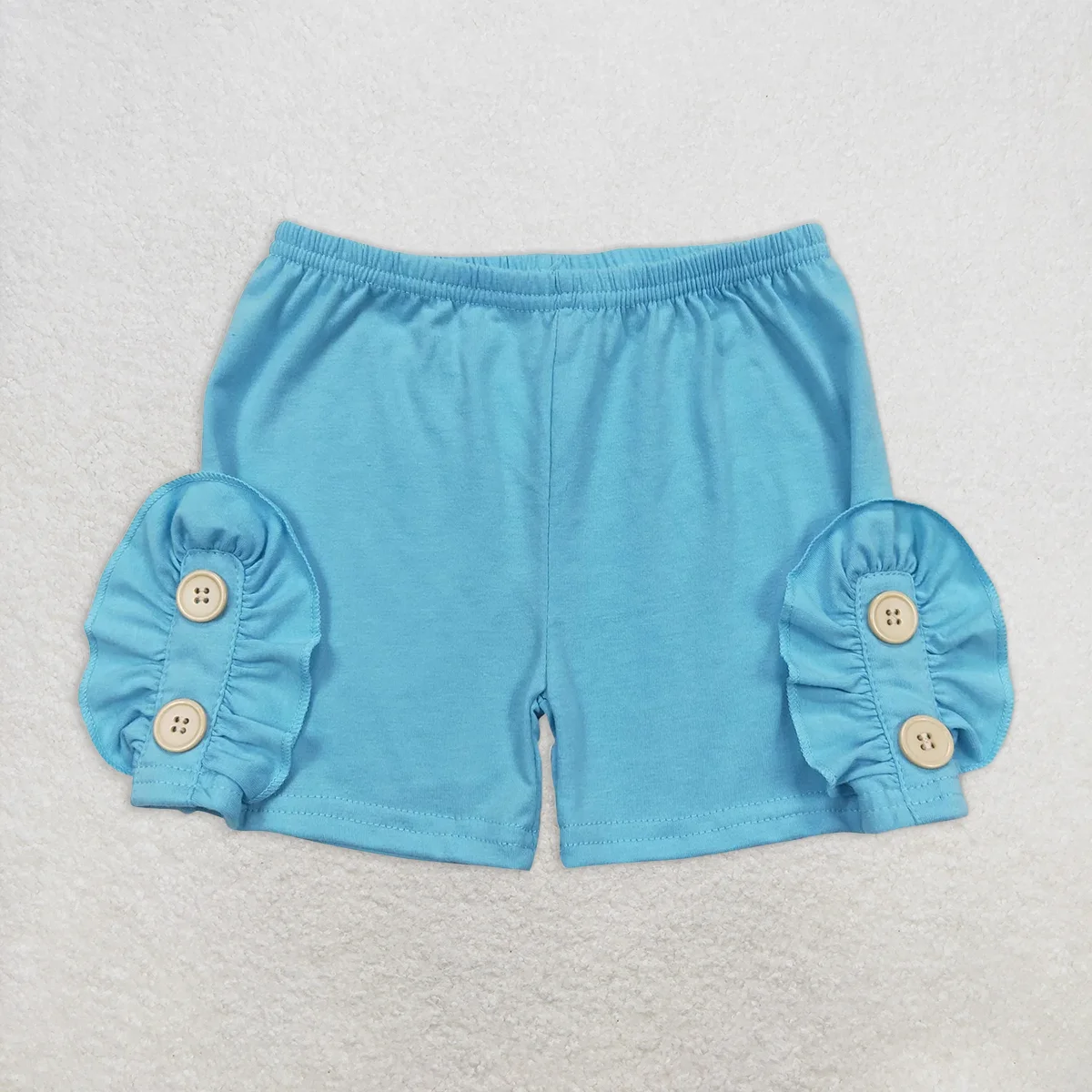 

Baby Girls Summer Light Blue Cotton Buttons Shorts