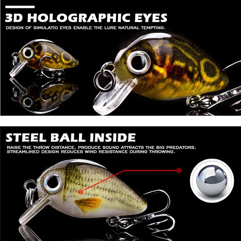 5pcs Mini Fishing Lures Set Lifelike Crank Baits Artificial Baits Swimbait with Tackle Box image 4