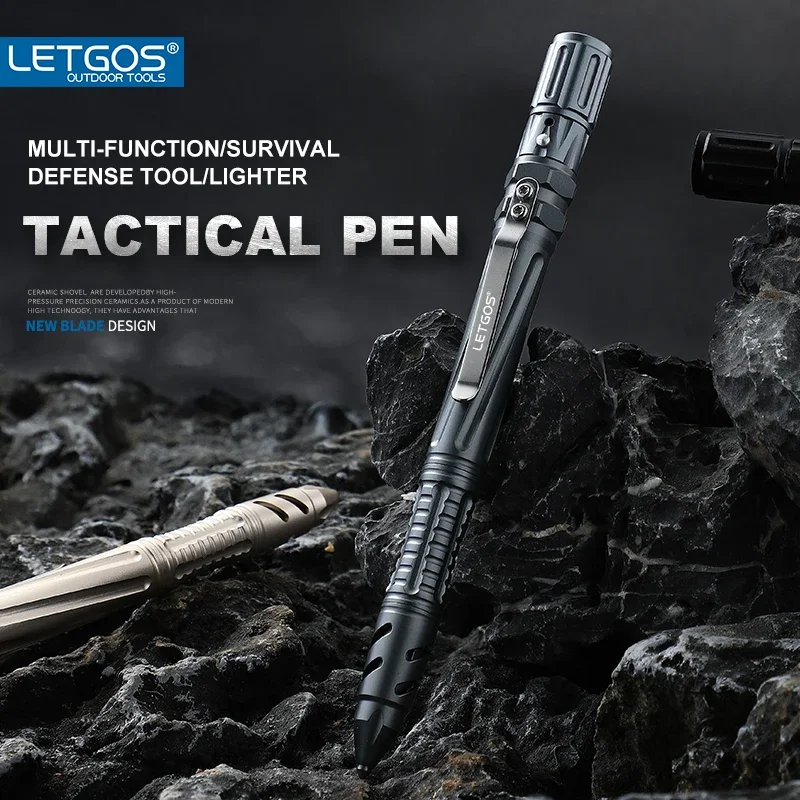 LETGOS Aluminum Alloy Self Defense Tactical Pen Glass Breaker Business Signature Rechargeable Outdoor Kit Emergency EDC Tool