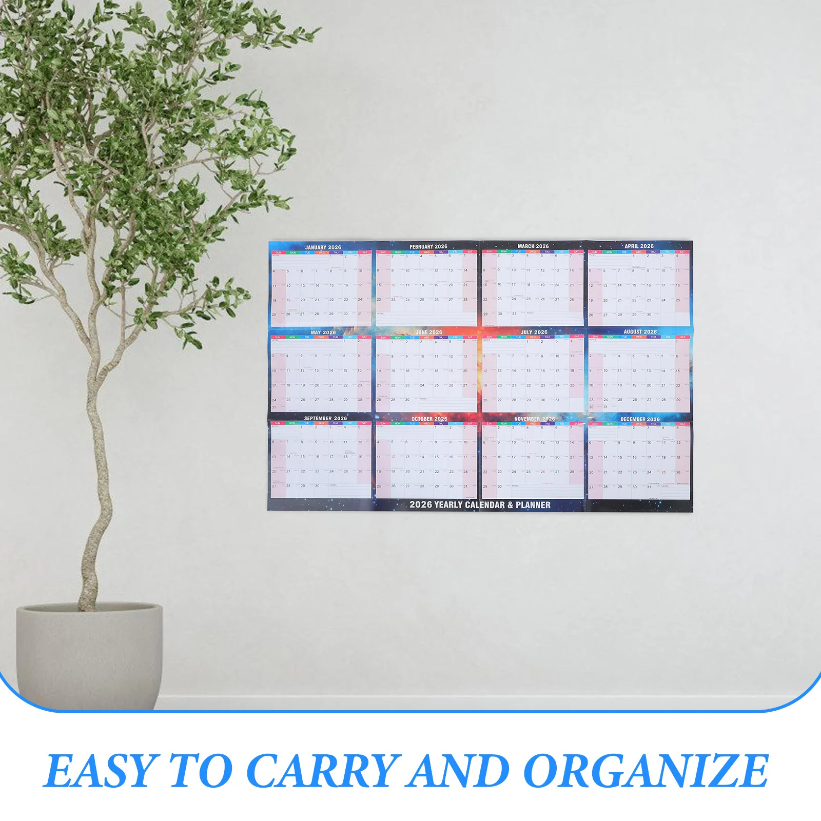 تقويم حائط سنوي لعام 2026، لوح مسح جاف مغلف على الوجهين، منظم للمنزل والمكتب والمدرسة، تقويم السبورة البيضاء #5