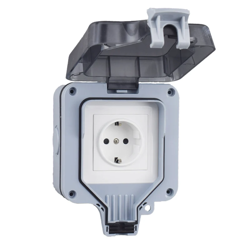IP66 Outlet 220v Korea Waterproof Outdoor Plug Electrical Sockets And Switch Wall Multi European Eu Adapter Bathroom Power