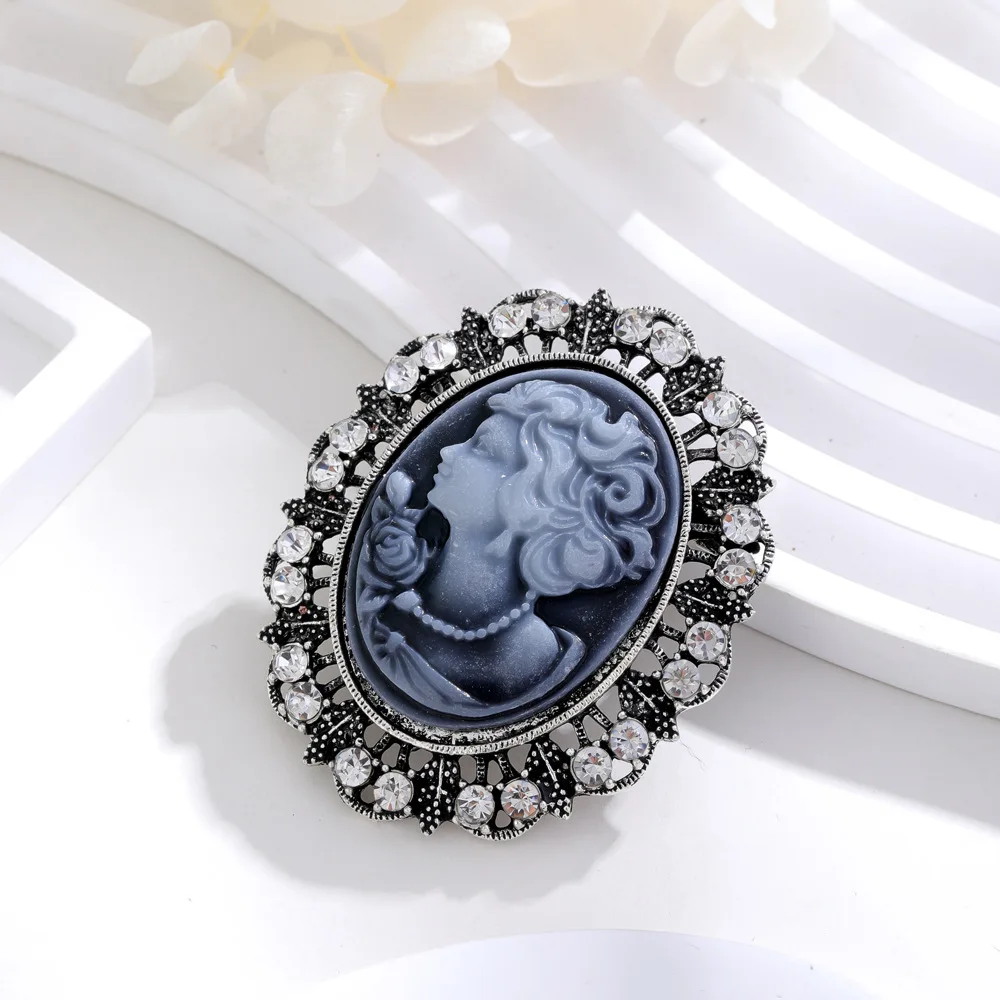 Elegant Classic Style Women Jewelry Vintage Victorian Cameo Portrait Brooch Beauty Head Pins Clothing Hat Accesories Gifts