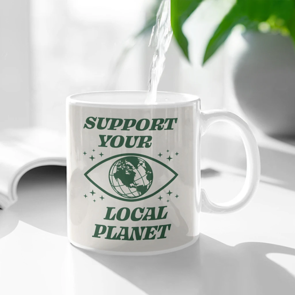 Support your Local Planet Ceramic Cup Coffee Oatmeal Breakfast Cup Creative Personality Mug