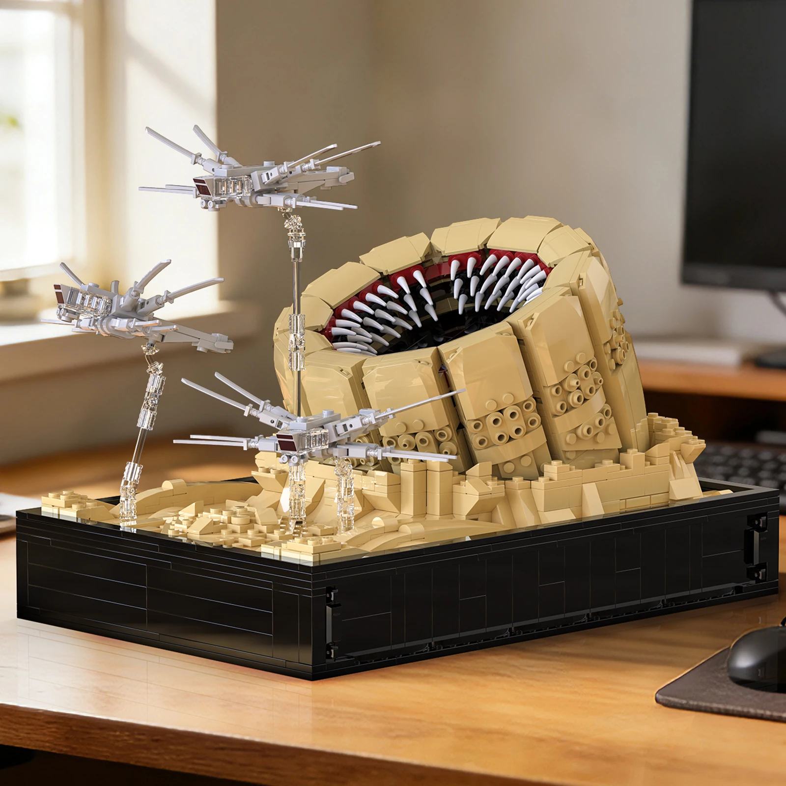 

Sci-Fi Sandworm Strike MOC Model, Desert Battle Scene Building Blocks, Collectible Ornament Gift For Adults Science fiction fans