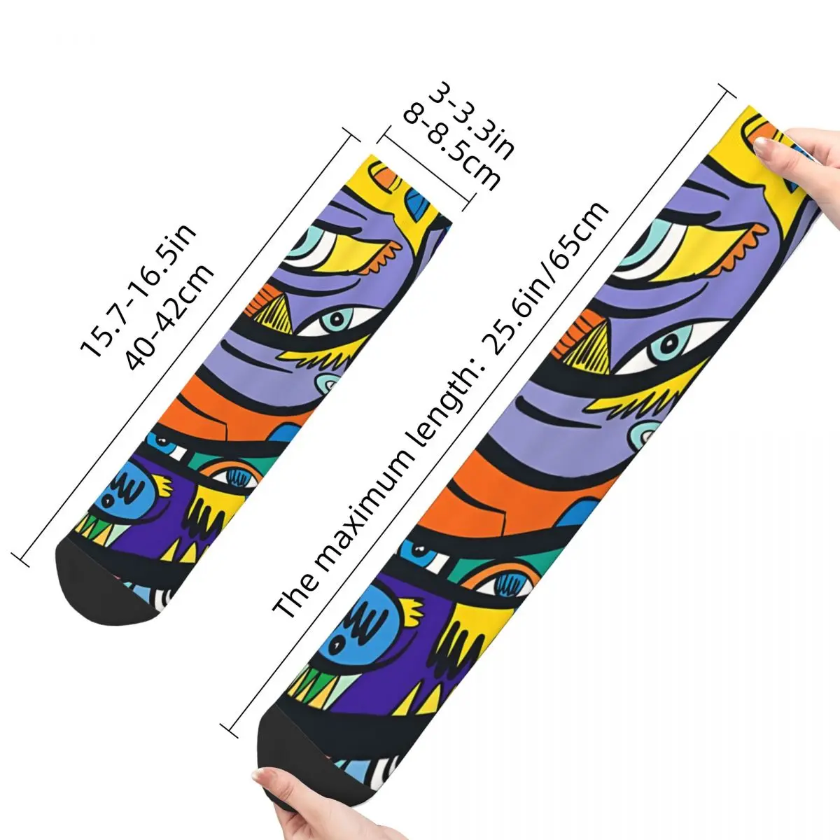 Funny Crazy Sock for Men Aztec Mystic Graffiti Art Design By Emmanuel Signorino Harajuku Eye Pattern Pattern Printed Crew Sock