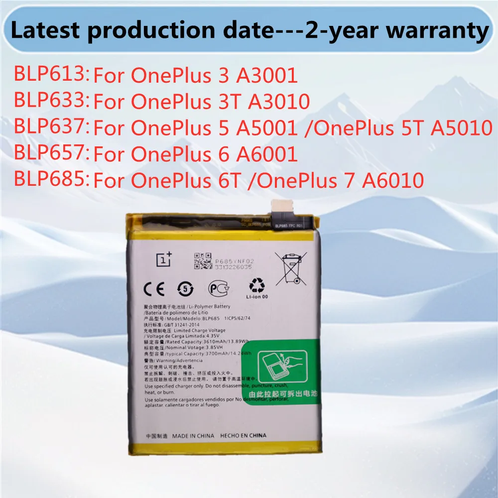 Batterie de téléphone haute capacité pour OnePlus 6 6T 7 5 5T 3 3T A6010 A6001 A5010 A5001 A3010 A3001, Batteries + outils gratuits