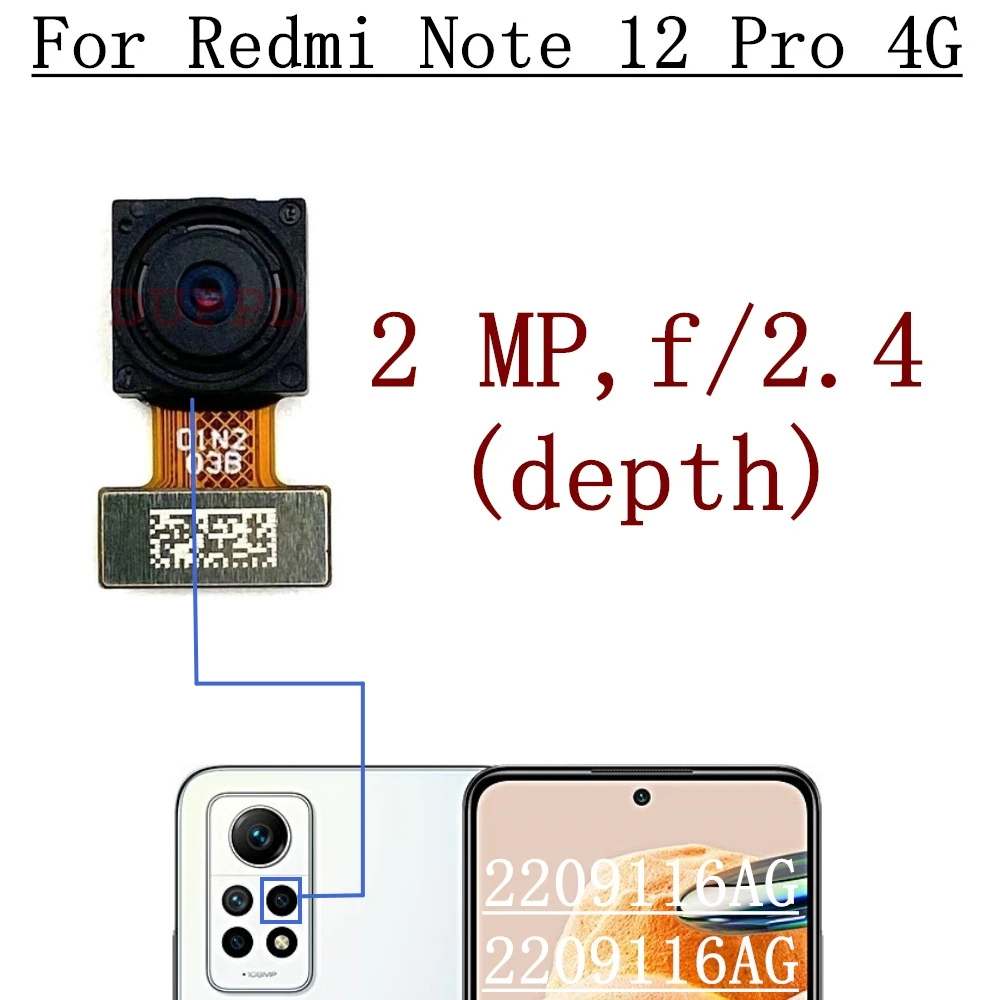 Rear Front Camera For Xiaomi Redmi Note 12 Pro 4G ‎2209116AG Back Main Facing Wide Camera Flex Cable Repair Parts