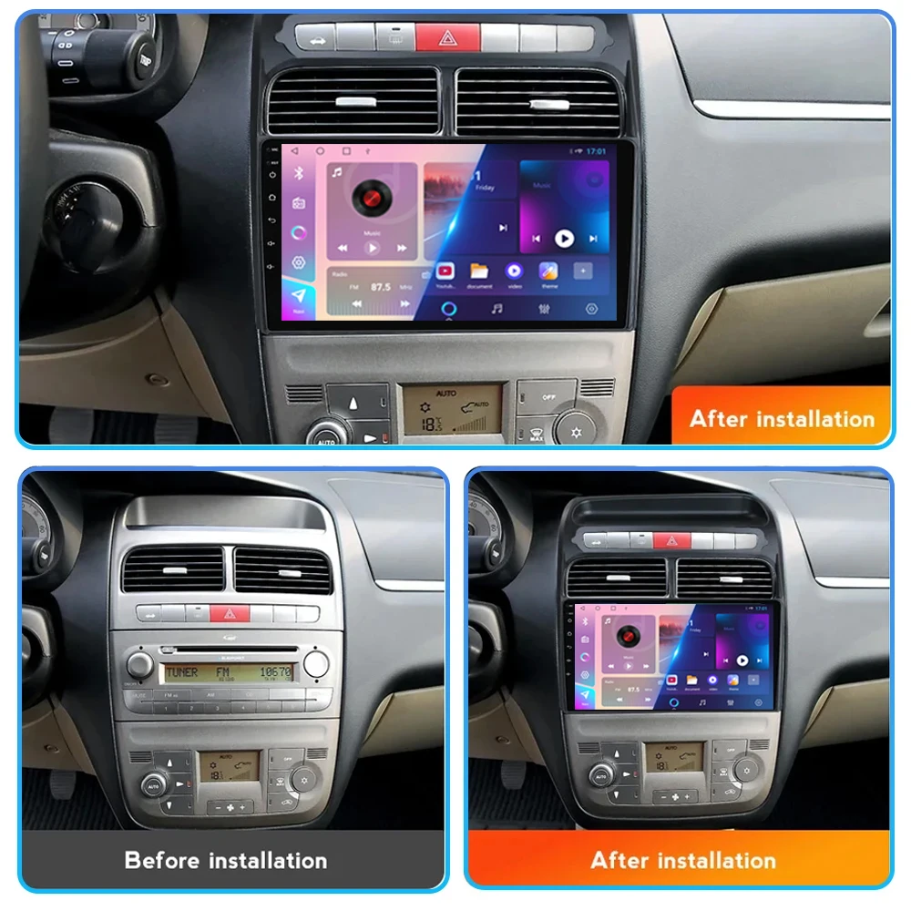 For Fiat Linea 2006 - 2018 Android Auto Wireless Carplay Android 14 Multimedia Player Navigation lettore GPS NO 2DIN DVD 5G WIFI