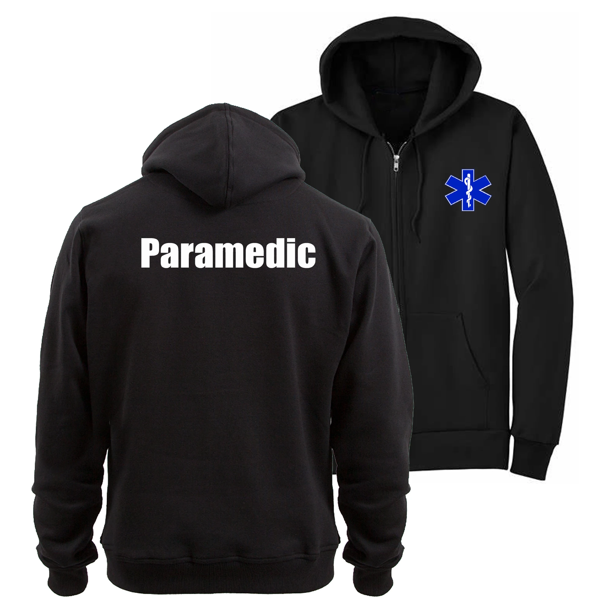 Star of Life Emblem EMS EMT Medical Paramedic Hoodies Zip Up Hoodie 100% Cotton Comfortable Casual Mens Clothes Streetwear