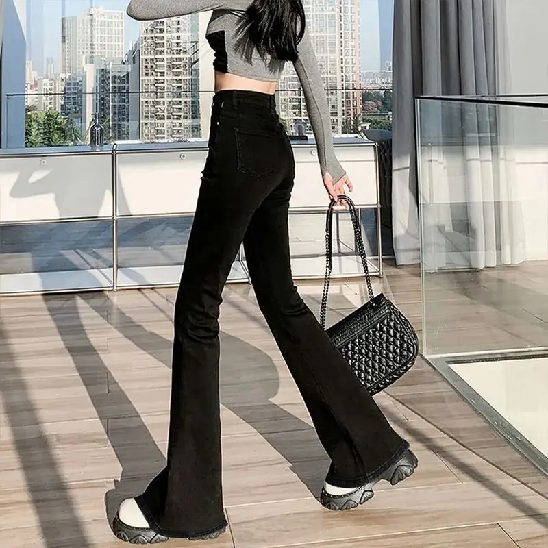 جينز قطيفة دافئ 025 جينز بناتي موجز عالي الخصر متوهج جينز نسائي قابل للتمدد من قماش الدنيم بنطلون جرس قيعان #6