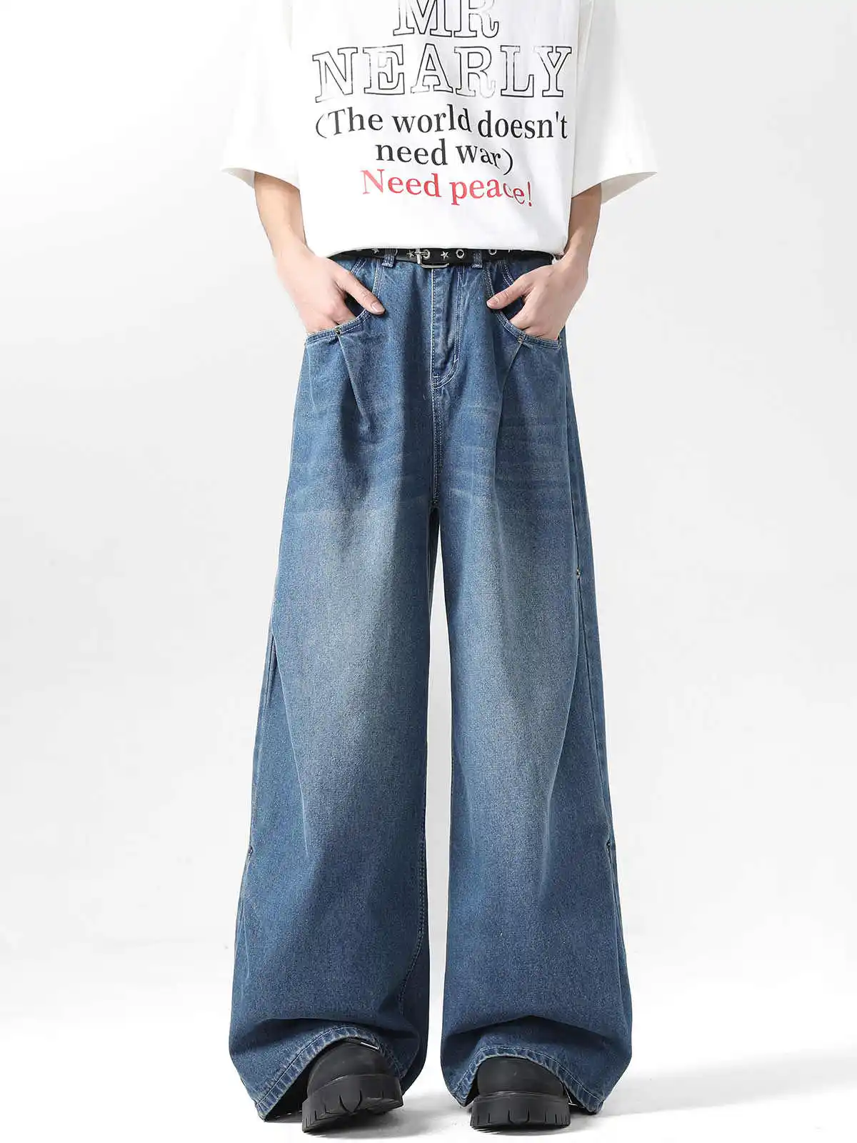 Celana Jeans Flare Y2k Biru Tua Wanita Celana Denim Boyfriend Longgar Antik Harajuku Celana Jeans Jacquard Gaya Jepang 2000-an 2025